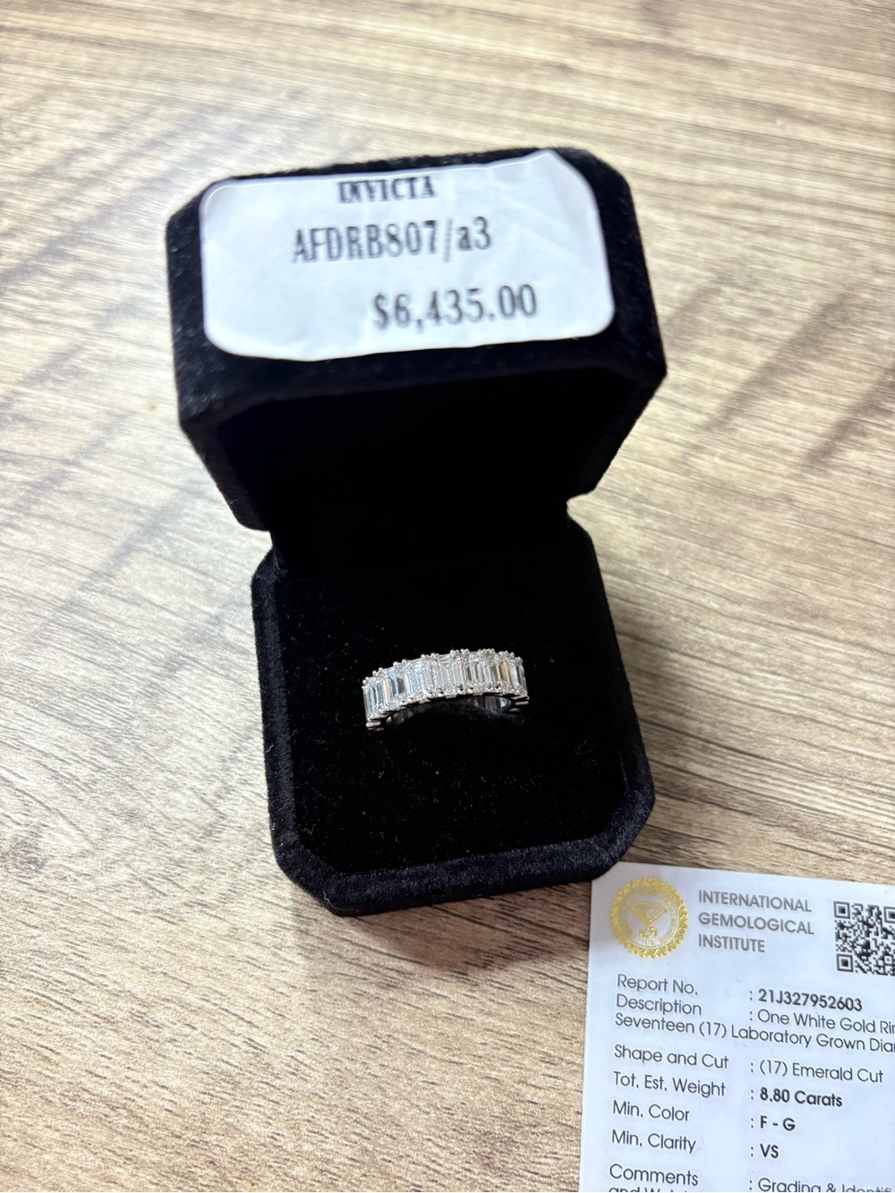 Invicta White Gold Diamond Emerald-Cut Eternity Band 8.8CT